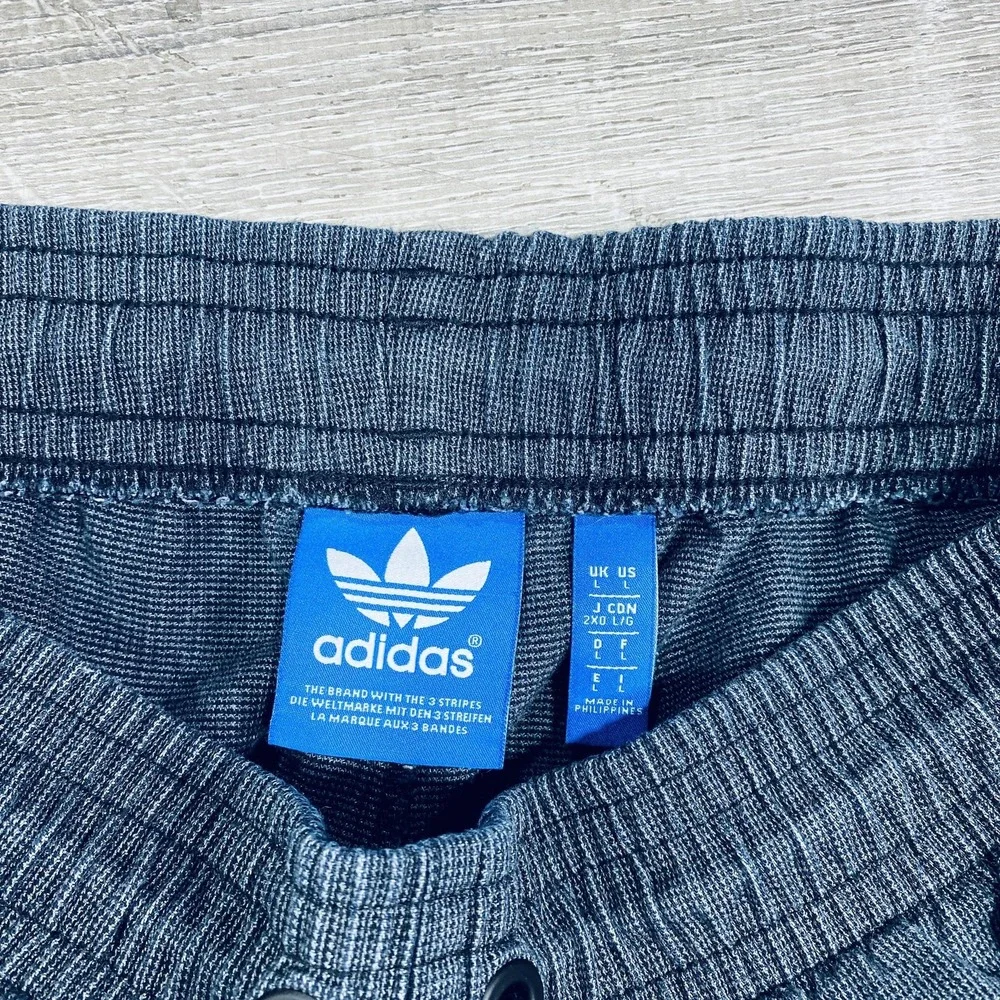 Adidas Pants Mens Large Gray‎ Jogger Track Sweatpants Trefoil Logo Zip Cuff